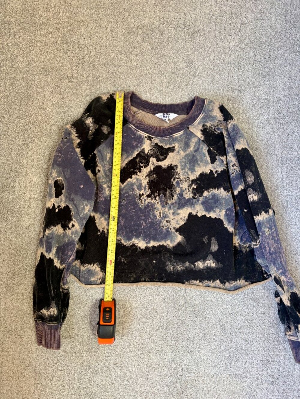 Indie Sleeze JoyLab Cloud Wash Tie Dye Cropped Crew Sweatshirt Blue Black Size M - Picture 8 of 9